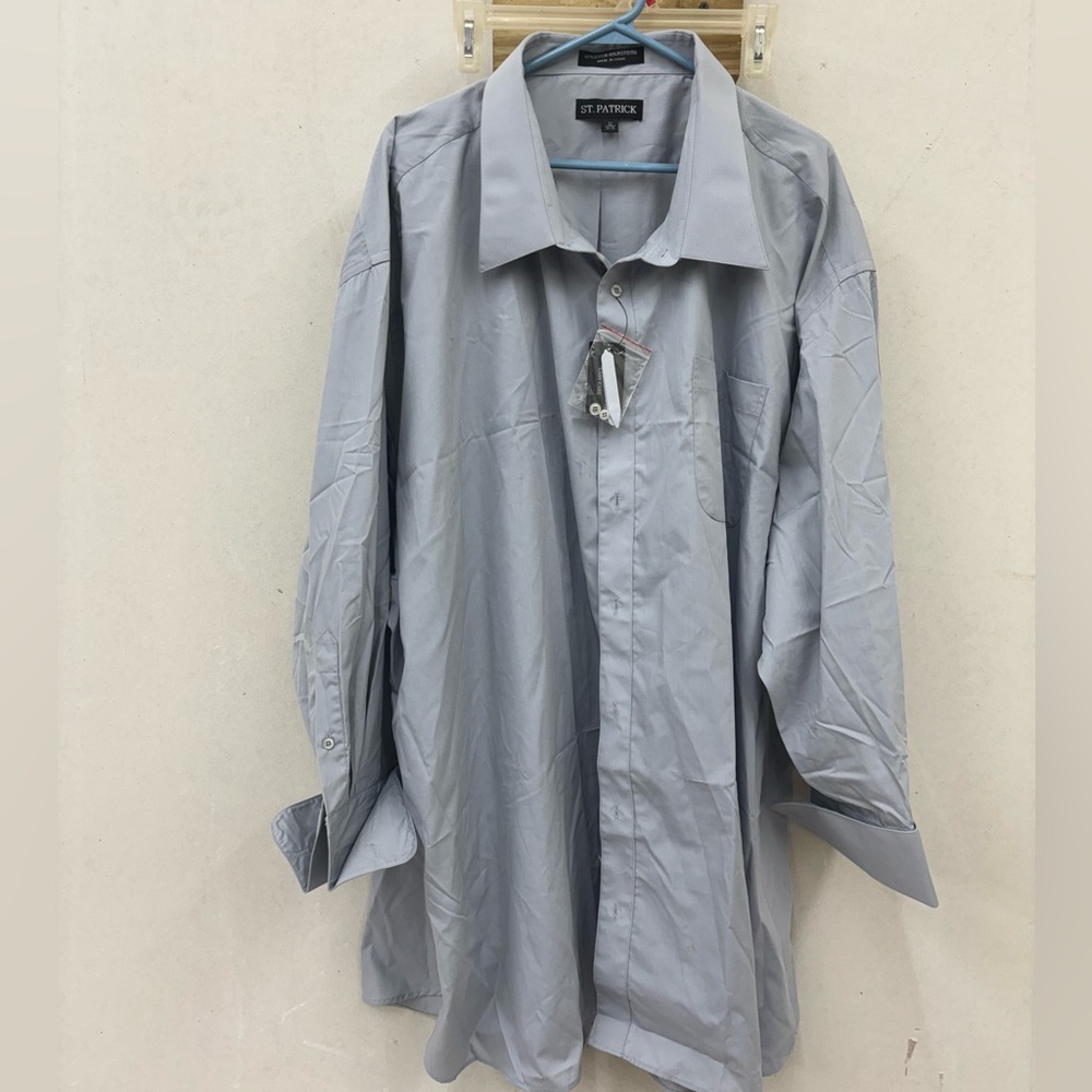 St. Patrick Gray Button-Up Shirt 22 (34/35)-nwt